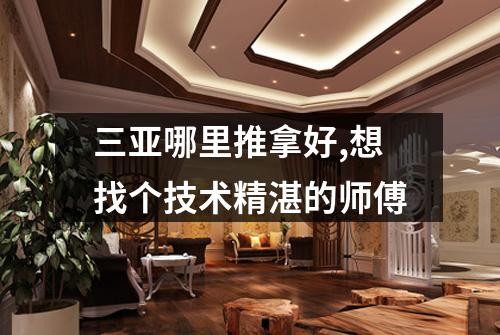 三亚哪里推拿好,想找个技术精湛的师傅